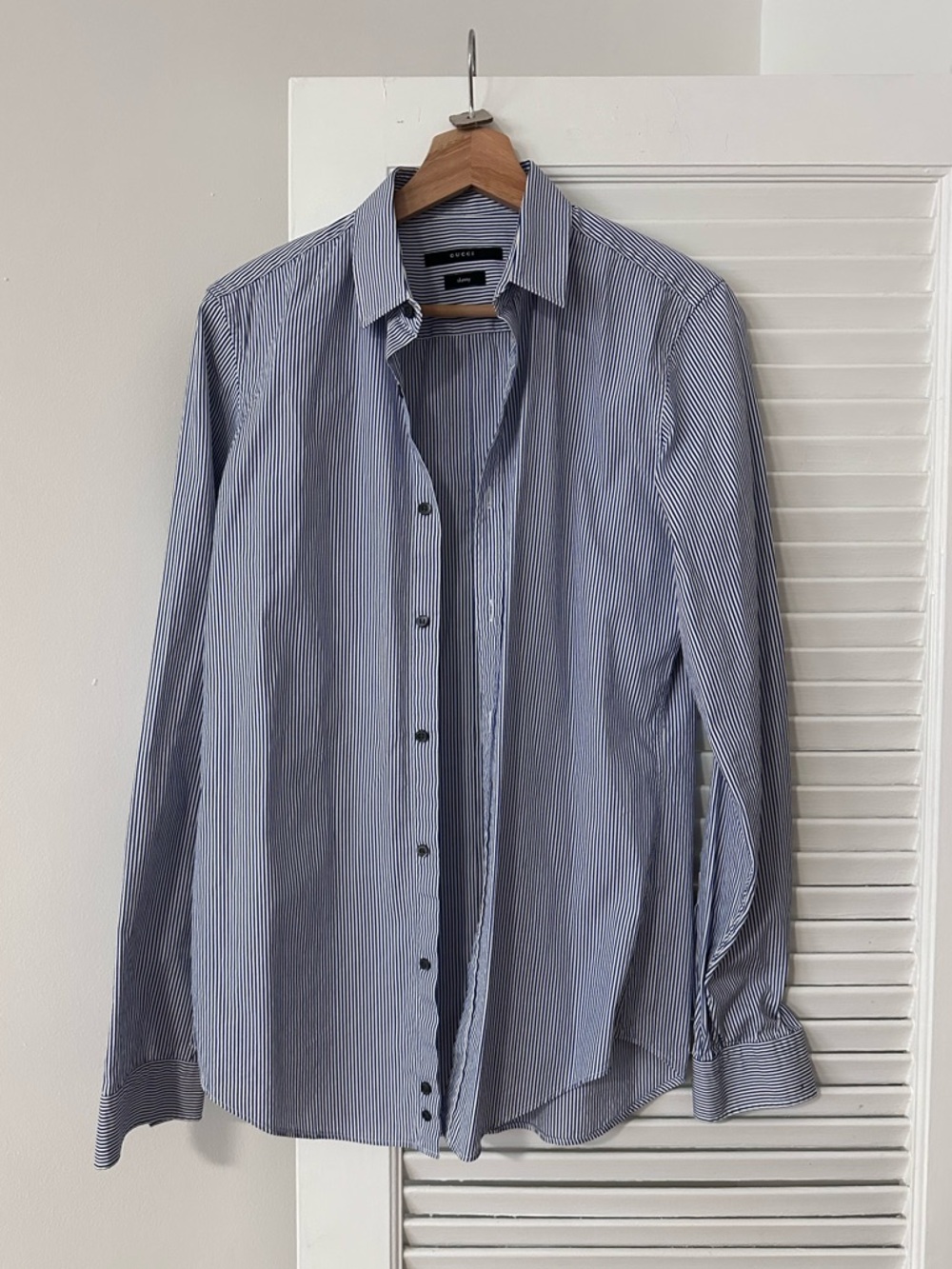 Gucci Navy and White Pinstripe Dress Shirt